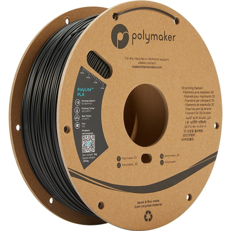 PolyLite PLA Preto - 1.75mm - 1 kg