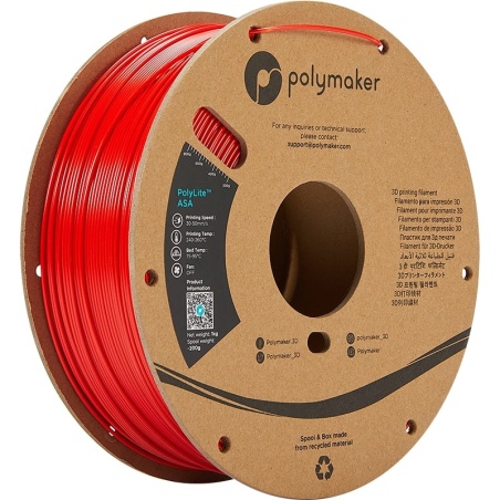 PolyLite ASA Vermelho - 1.75mm - 1 kg