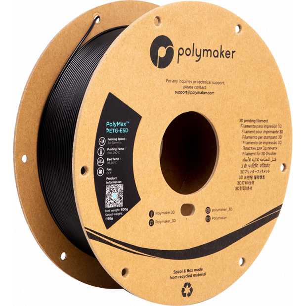 PolyMax Tough PETG ESD Preto - 2.85mm - 500 g