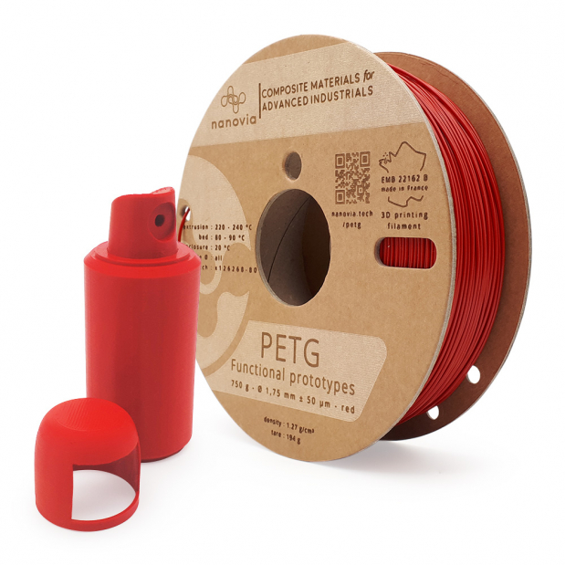 Nanovia PETG Vermelho - 1,75 mm - 750g