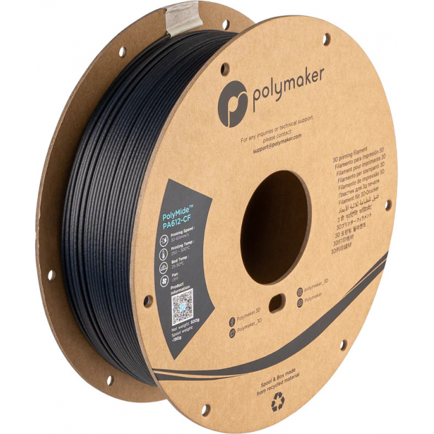 PolyMide PA612-CF Preto - 1.75mm - 500 g