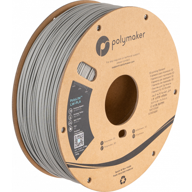 PolyLite LW-PLA Cinzento - 1.75mm - 800 g