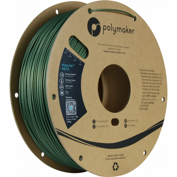 PolyLite PETG Verde escuro - 1.75mm - 1 kg