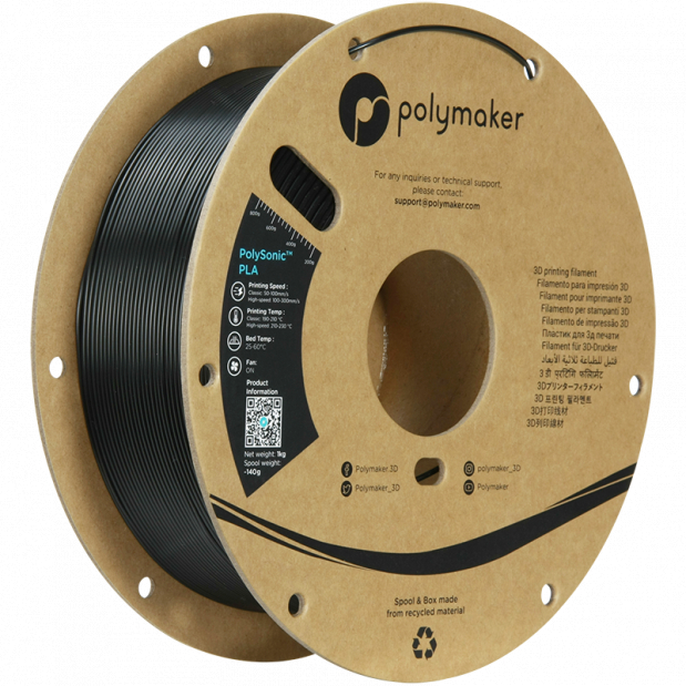 PolySonic PLA (High Speed) Preto - 1.75mm - 1 kg