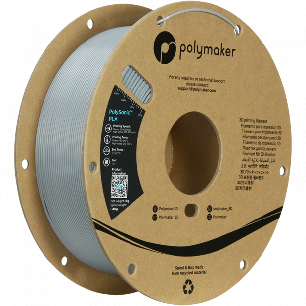 PolySonic PLA (High Speed) Cinzento - 1.75mm - 1 kg