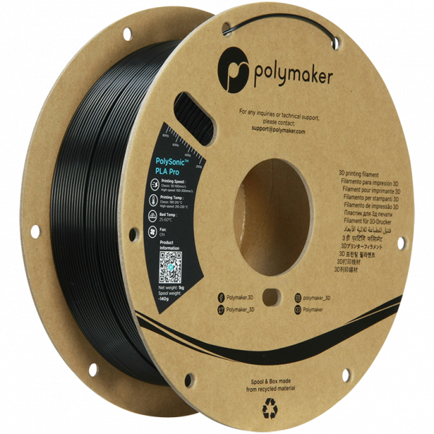 PolySonic PLA Pro (High Speed) Preto - 1.75mm - 1 kg