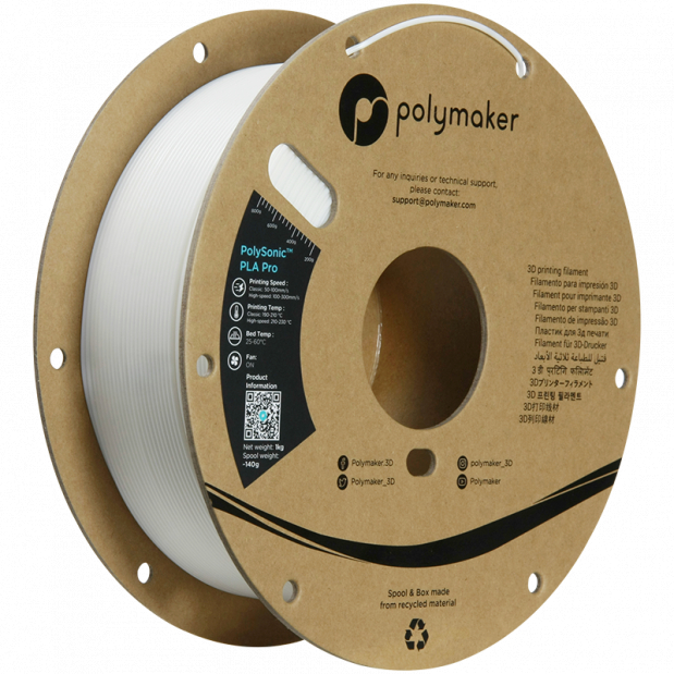 PolySonic PLA Pro (High Speed) Branco - 1.75mm - 1 kg