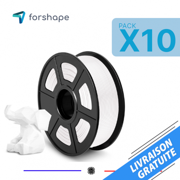 Pacote x10 - Forshape ecoPLA Branco - 10 Kg - 1.75mm