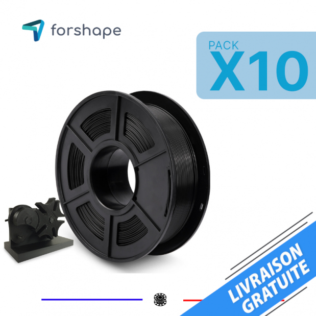 Pack x10 PLA Forshape ecoPLA Preto - 10 Kg - 1.75mm