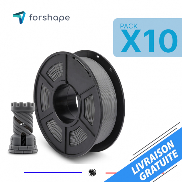 Pack x10 PLA Forshape ecoPLA Cinzento - 10 Kg - 1.75mm