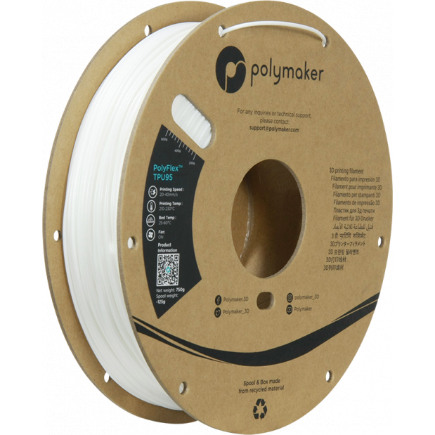 PolyFlex TPU-95A Branco - 1.75mm - 750 g