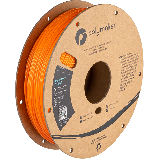 PolyFlex TPU-95A Laranja - 1.75mm - 750 g