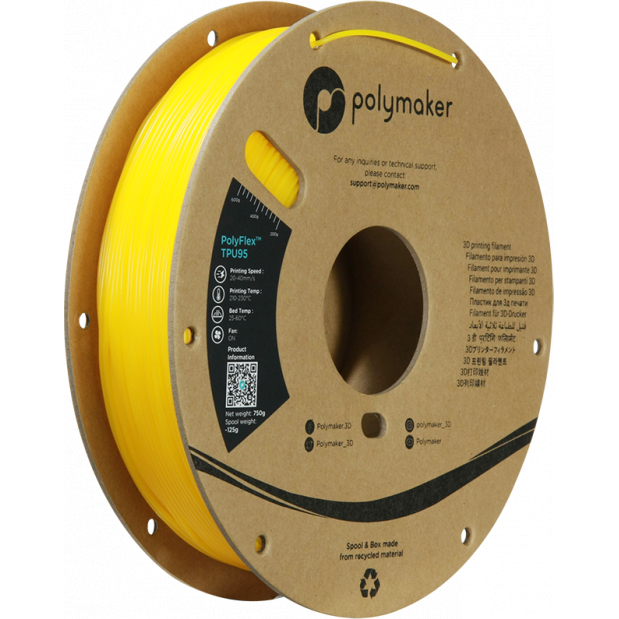 PolyFlex TPU-95A Amarelo - 1.75mm - 750 g