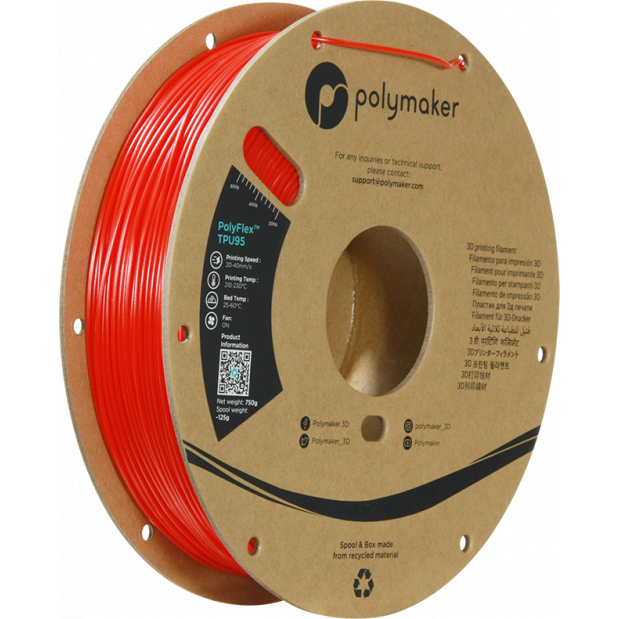 PolyFlex TPU-95A Vermelho - 1.75mm - 750 g